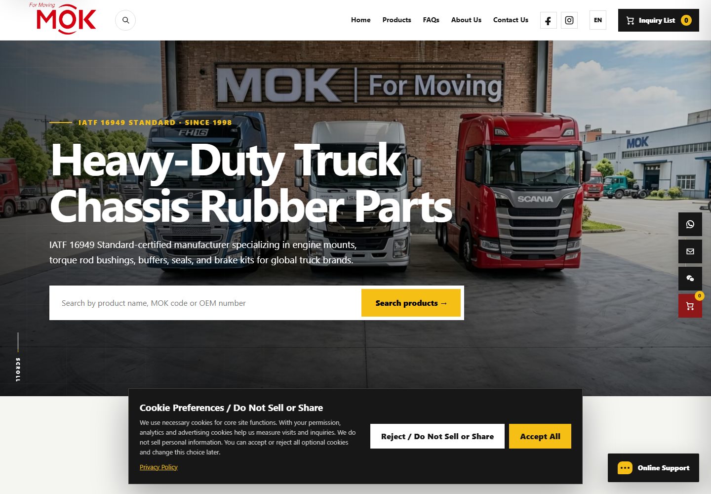 MOK Rubber Parts 网站首页实拍